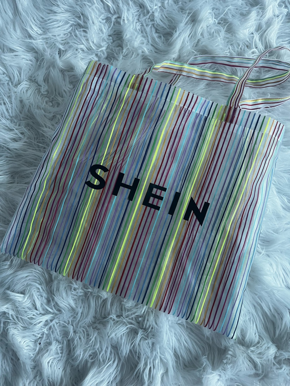 SHEIN Multicolor Striped Shopper Tote